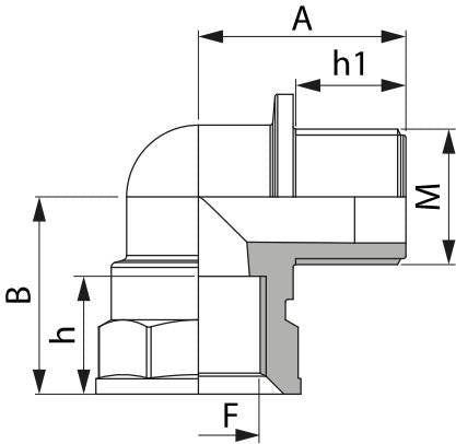 Bogen 90° 1" M-F
