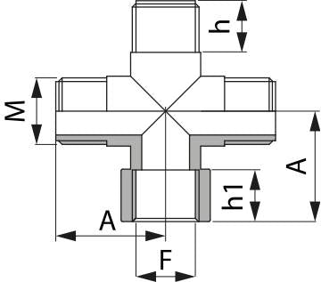 Kreuz 90° 1/2" M-F