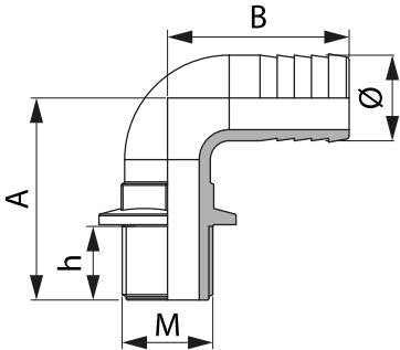Schlauchanschluss 90° 2" M 50mm