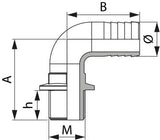 Schlauchanschluss 90° 2" M 50mm