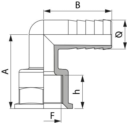 Schlauchanschluss 90° 3/4" F 20mm