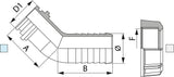 Schlauchanschluss für Überwurfmutter 45° 1 1/4" 30mm