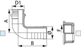 Schlauchanschluss für Überwurfmutter 90° 2" 45mm